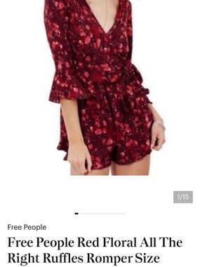 Free People Burgundy Red Floral Wrap Romper